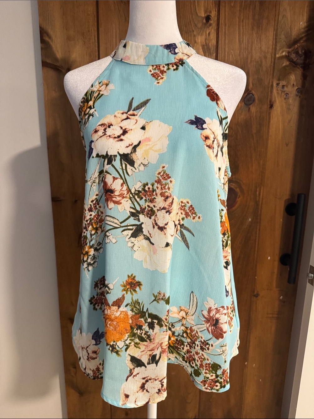 Staccato Aqua Floral Halter Camisole